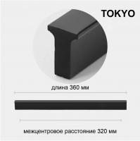 Ручка мебельная накладная Tokyo 360мм (320 мц) чёрная матовая