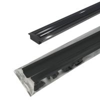 Профиль для светодиодной ленты 2507Е чёрный - диффузор плоский чёрный, 4 заглушки чёрные