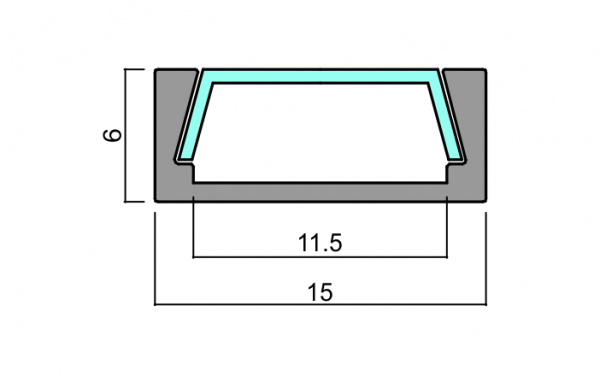 Профиль для светодиодной ленты 1506Е - диффузор полуматовый, 4 клипсы, 4 заглушки с отверстием + угл.соед. 90*, пластик